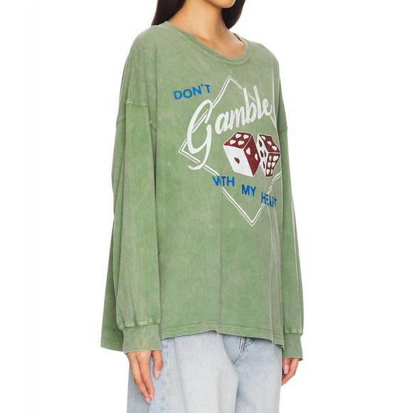 NEW DAYDREAMER don't gamble with my heart lons sleeve in stone green acid - Picture 2 of 4